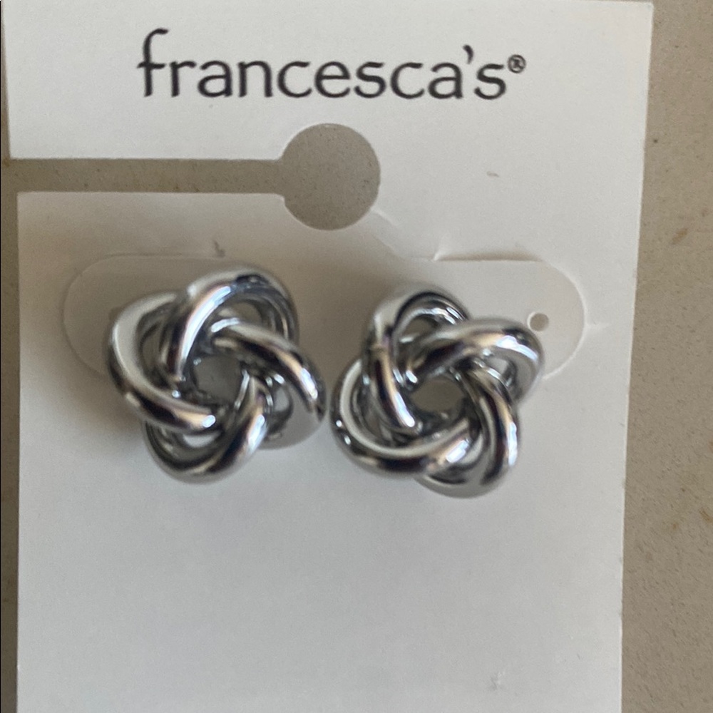 Francesca's Silver Knot post Earrings. NWT